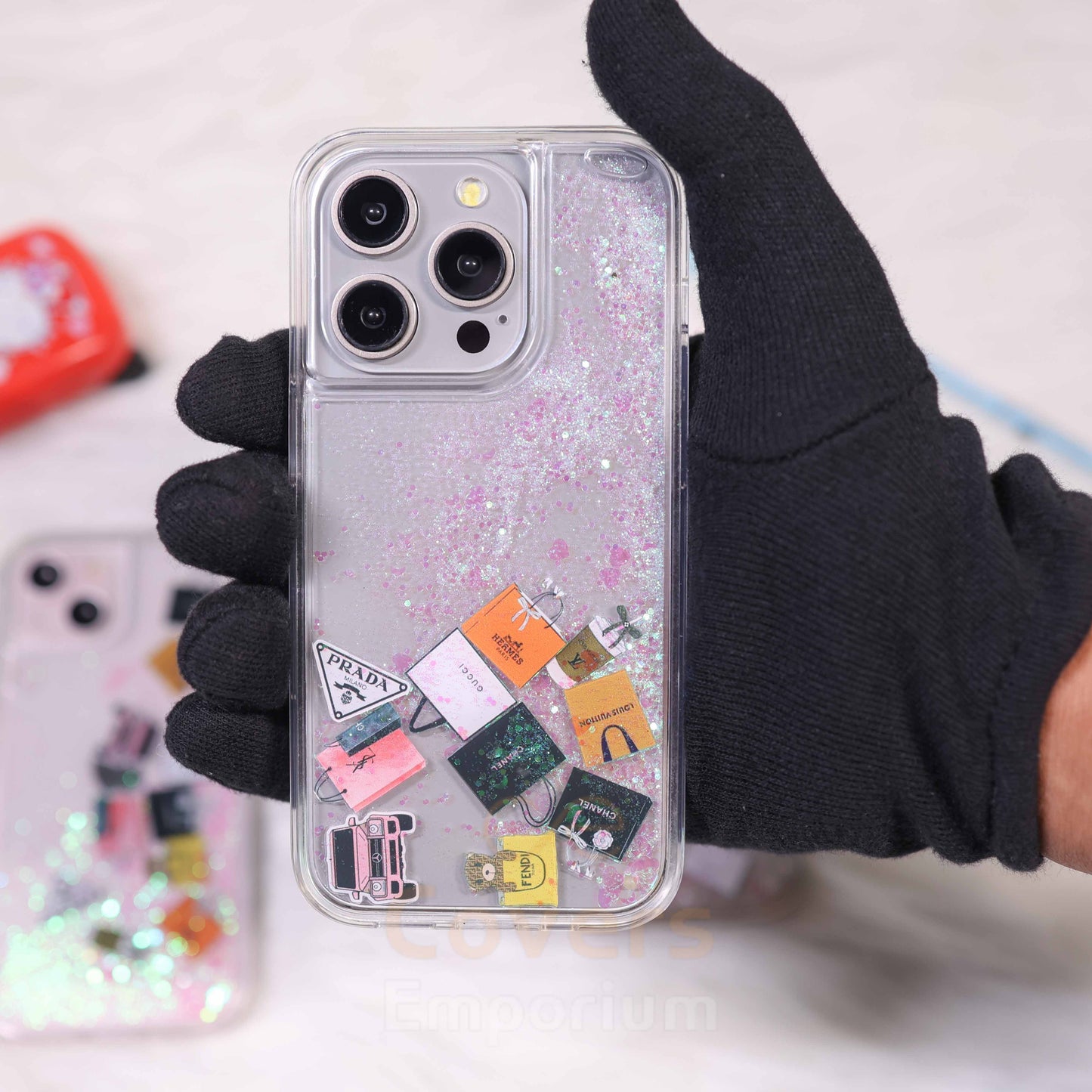 Multi Brands Transparent Glitter Phone Case