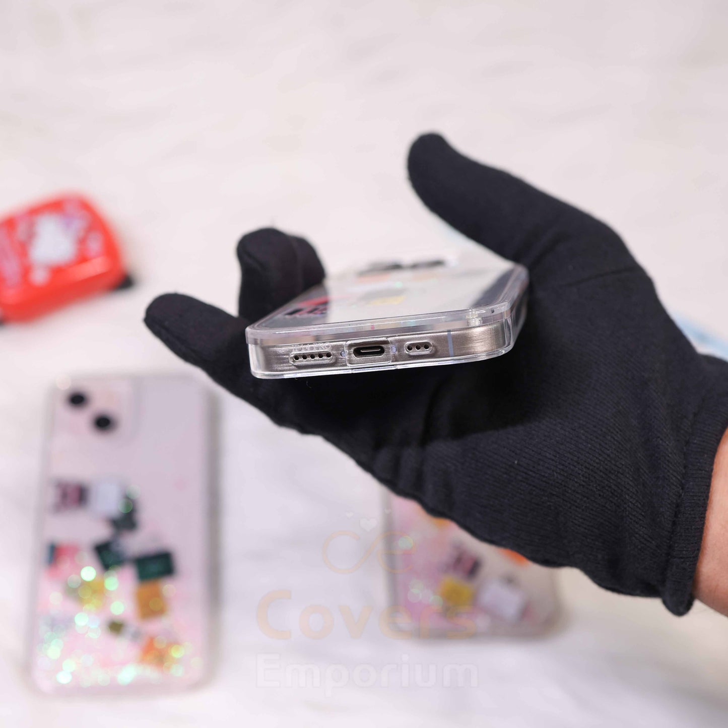 Multi Brands Transparent Glitter Phone Case