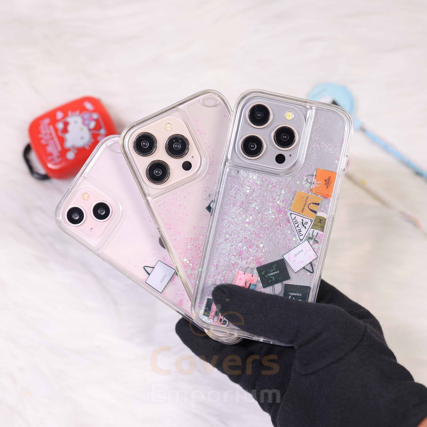 Multi Brands Transparent Glitter Phone Case