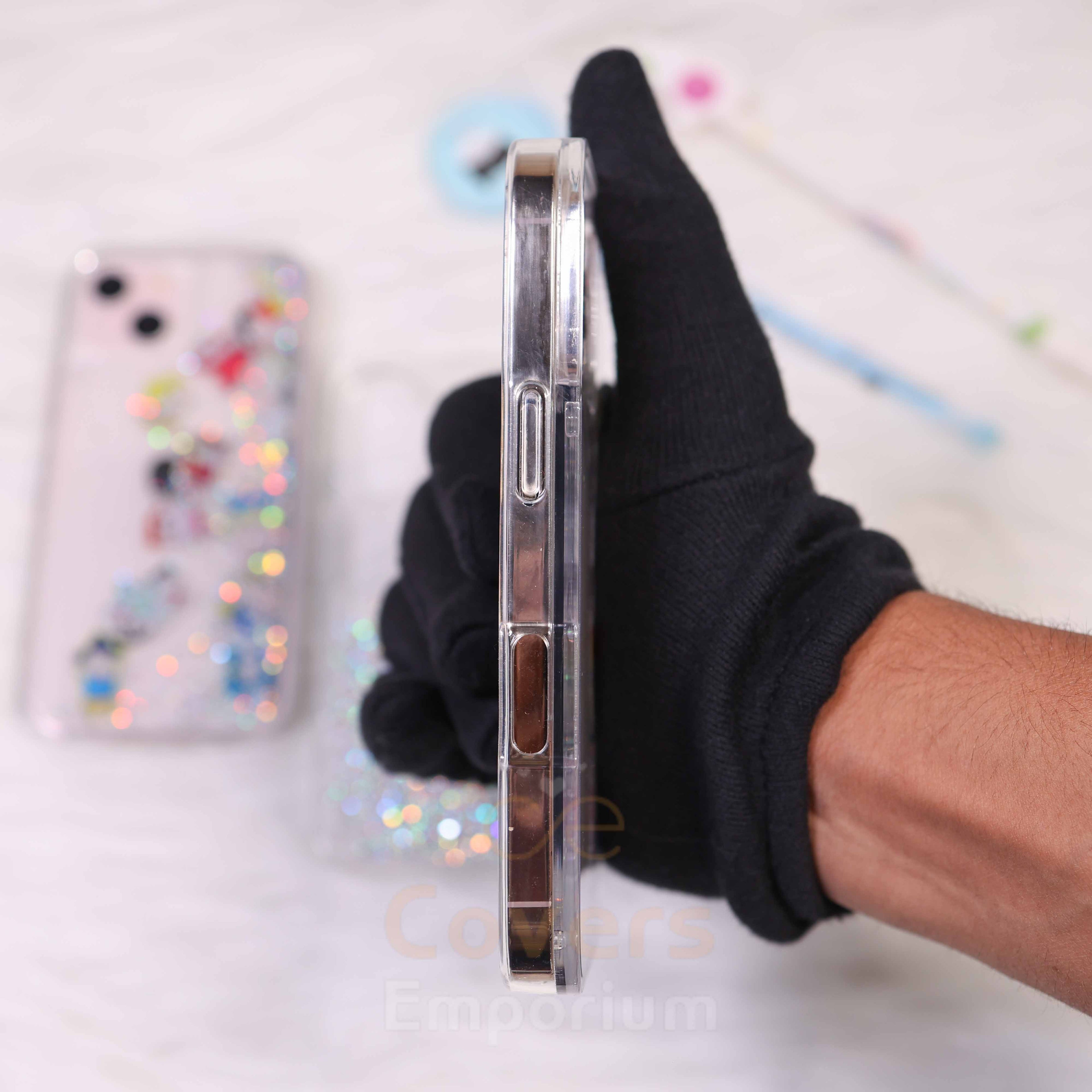 Shinchan Transparent Glitter Phone Case