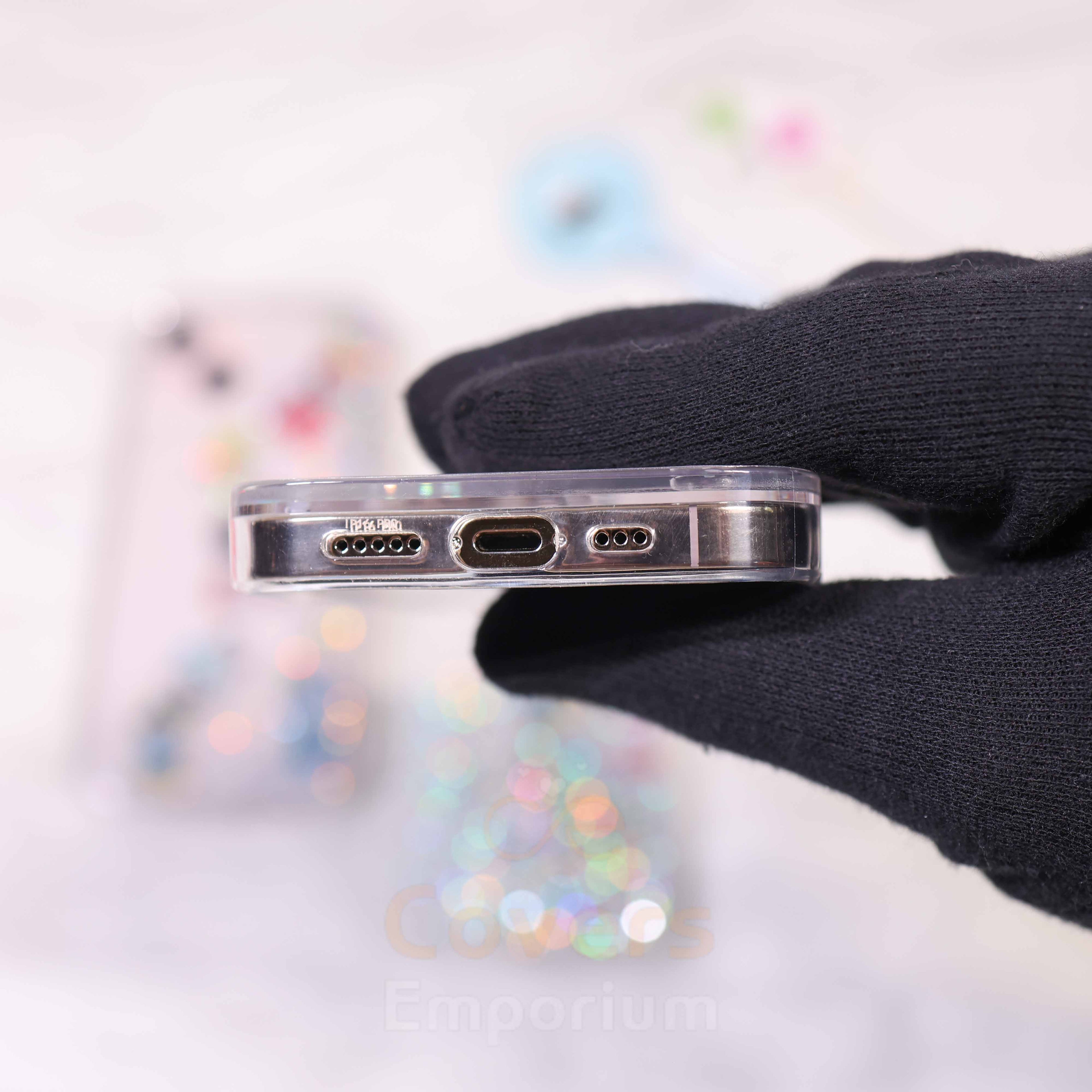 Shinchan Transparent Glitter Phone Case