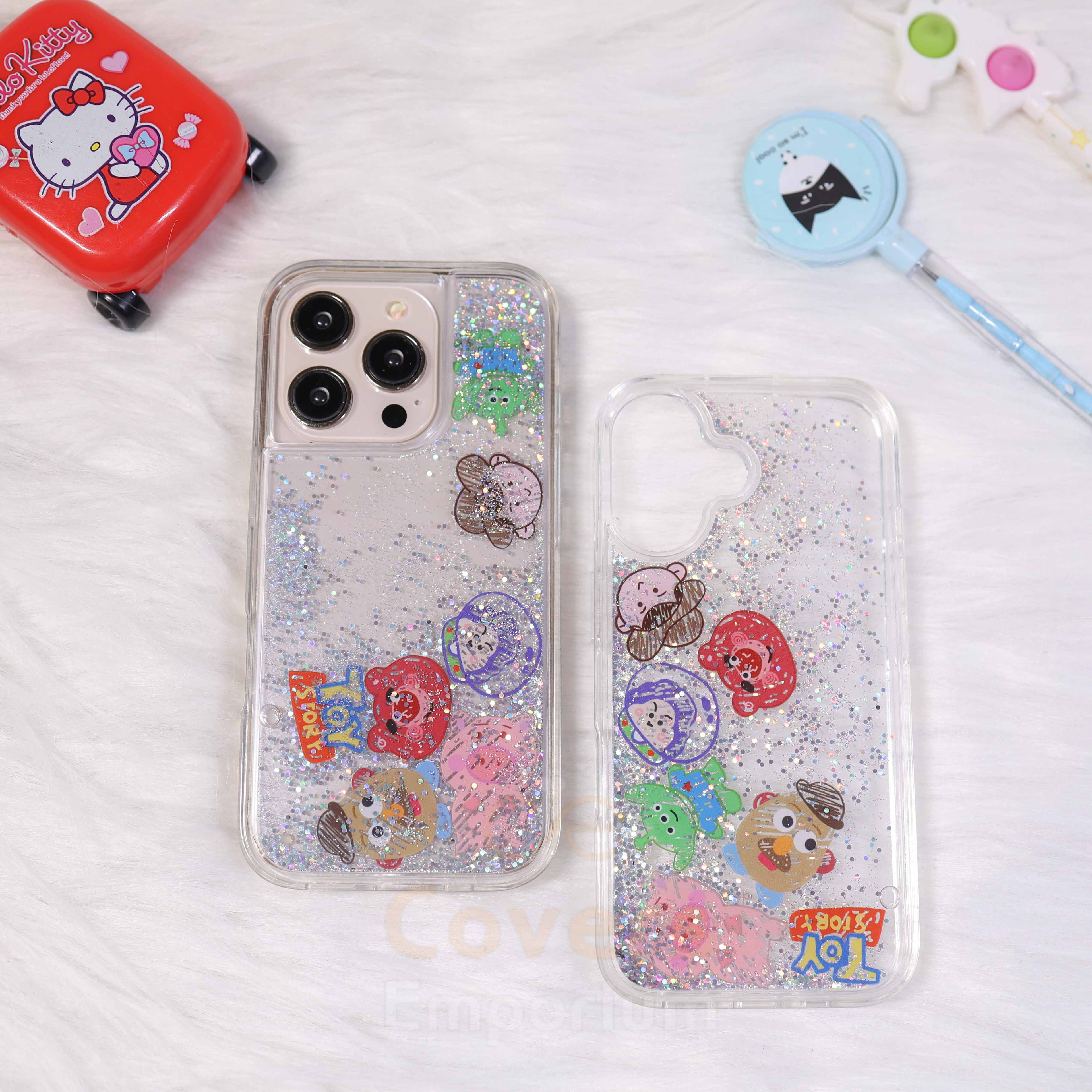 Cartoon Transparent Glitter Phone Case
