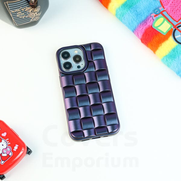 Premium Checkered Pattern Monochromatic Purple iPhone Case