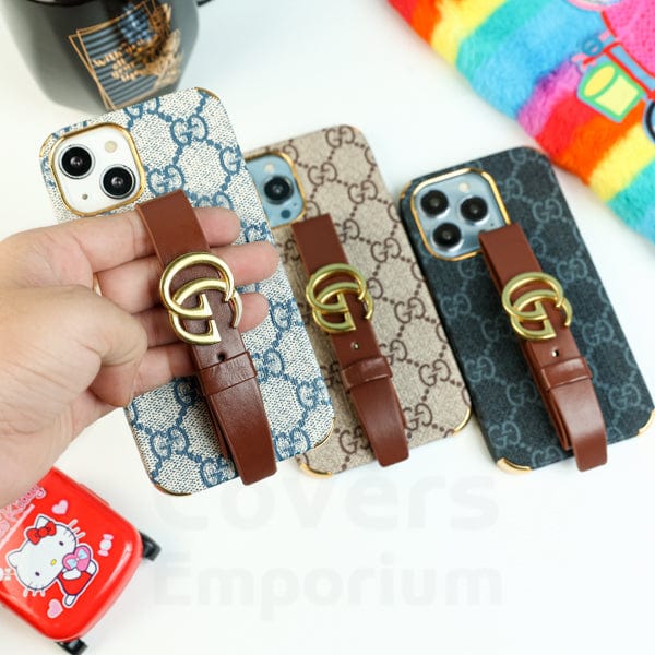 New Leather embroidery belt phone case