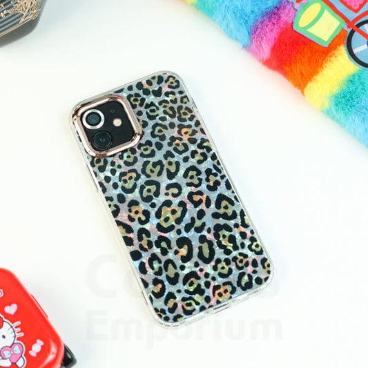 Leopard print transparent silicone case