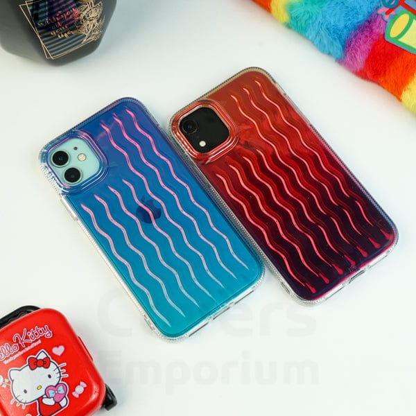 Holographic Zig-Zag Pattern Silicon Case For iPhone (Purple)