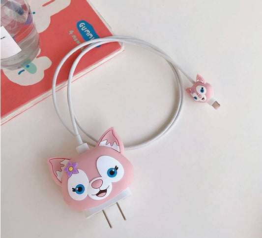 iPhone 18W 20W 3d Silicone Cartoon Charger Protective Case – Pink Cat