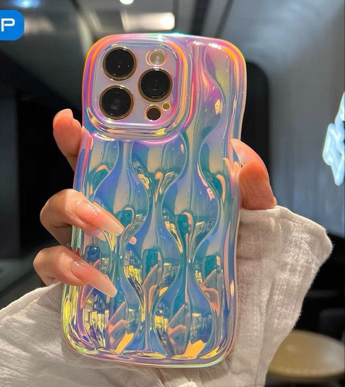 Holographic zig zag transparent phone case