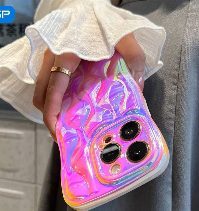 Holographic zig zag transparent phone case