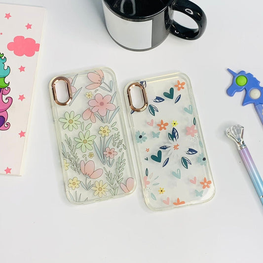 Transparent Floral Crome Case for Iphone XR