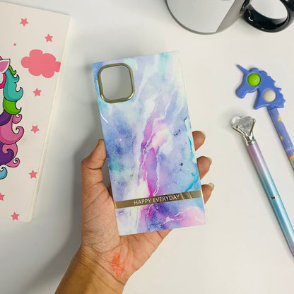 Square Shape Marble Finish Case for Iphone 11