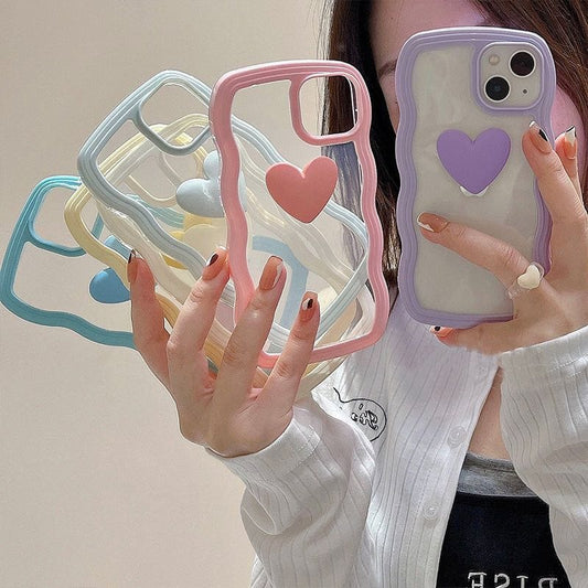 Wave Pastel Series Phone Case With Heart Logo