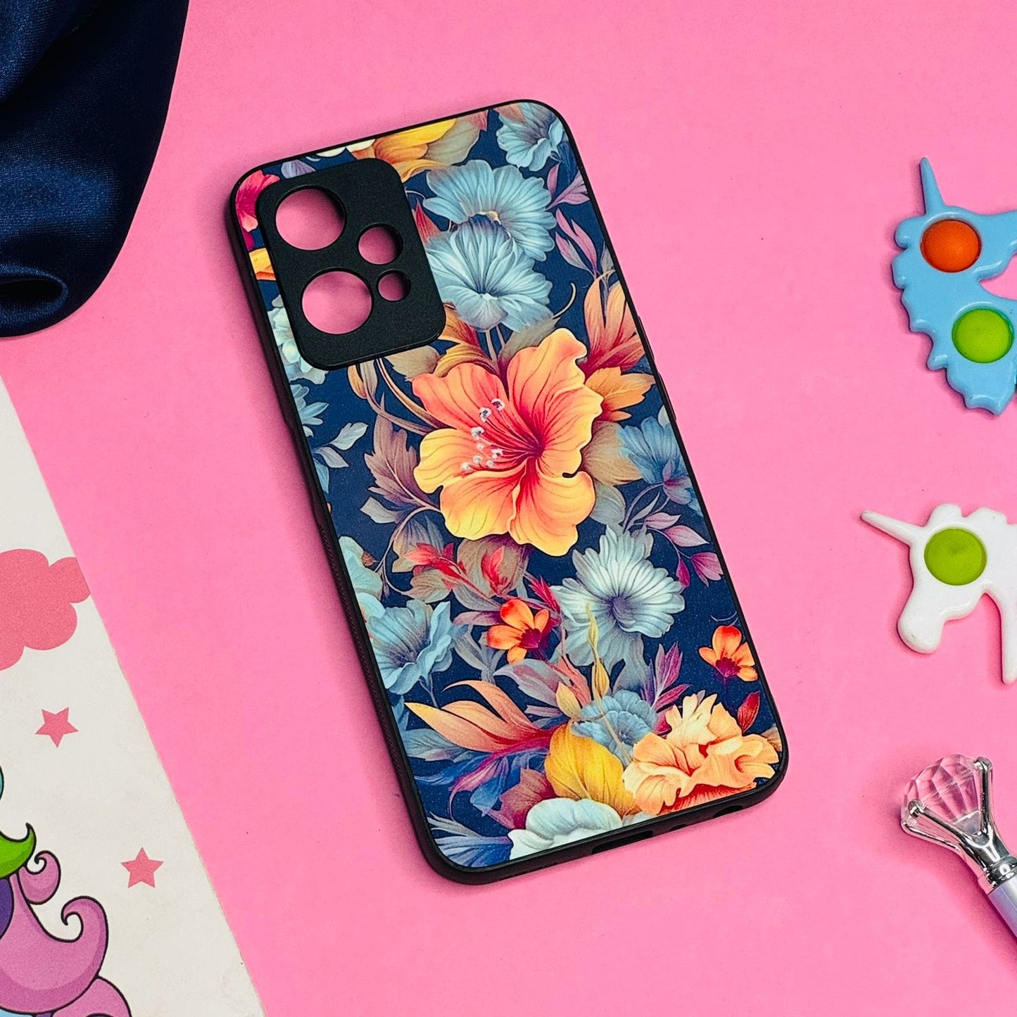 New Floral Print Glass Phone Case