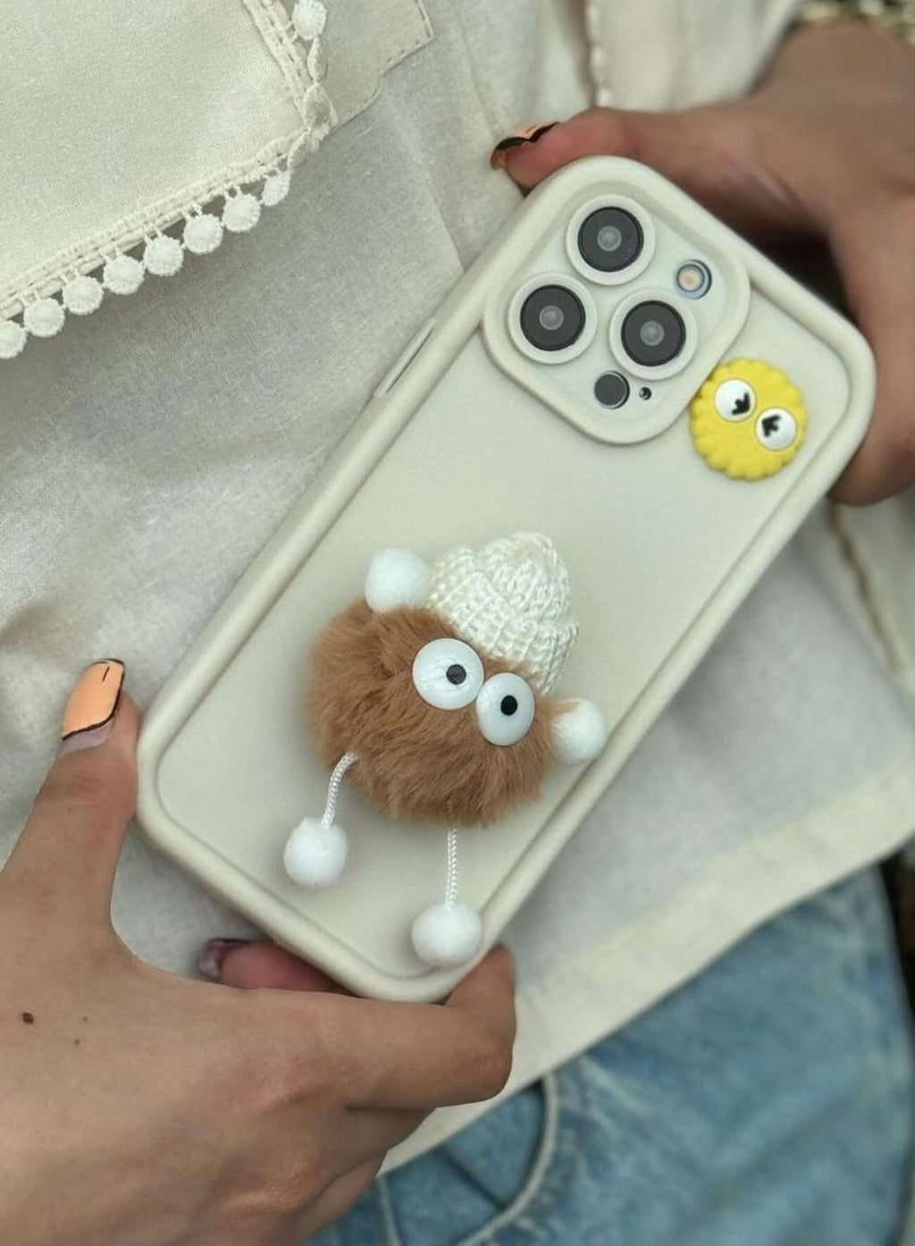 Cute 3D Plush Coal Ball Case For Iphones