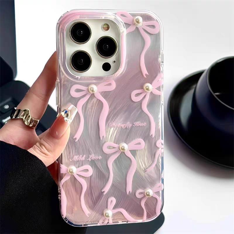 Blush Bow Pearl iPhone Case