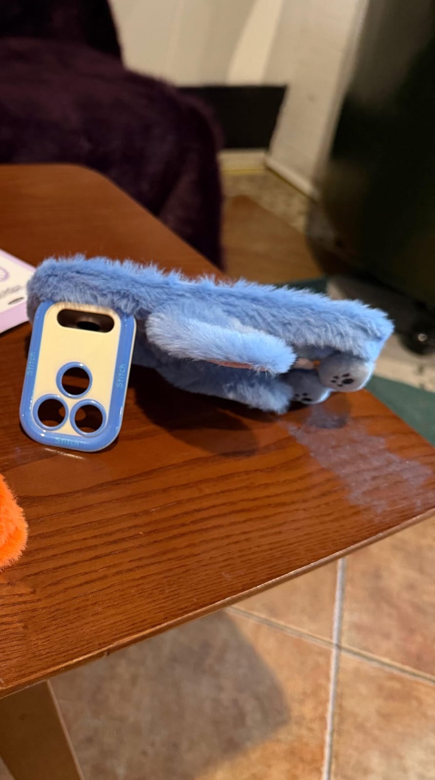 Stitch Fur Case With Ears And Stand