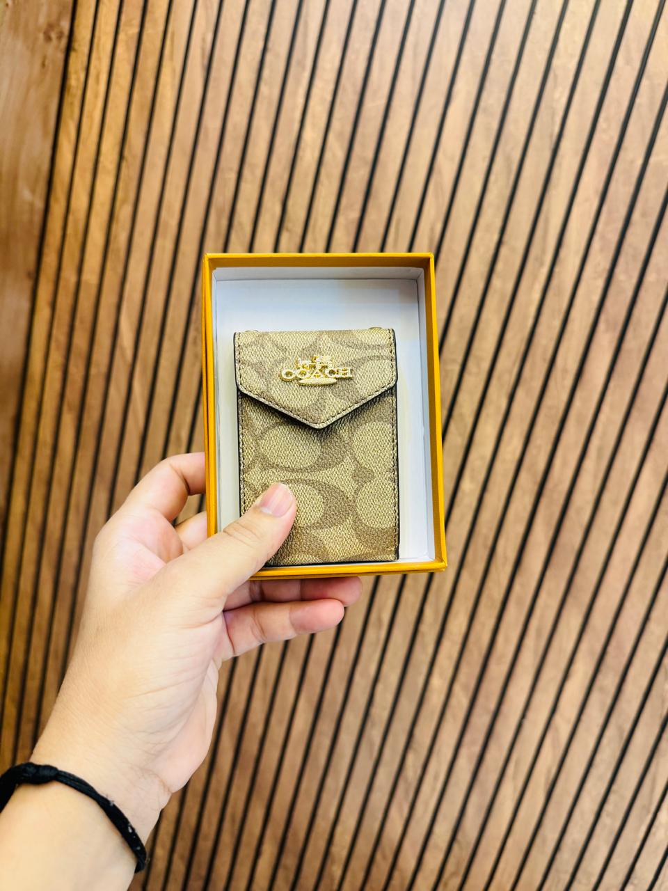 Luxury Black & Brown Branded Card Holder With Box