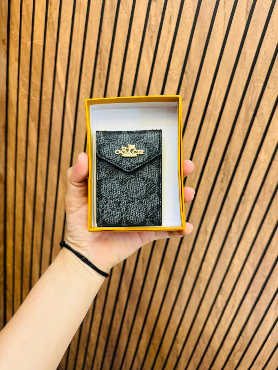 Luxury Black & Brown Branded Card Holder With Box