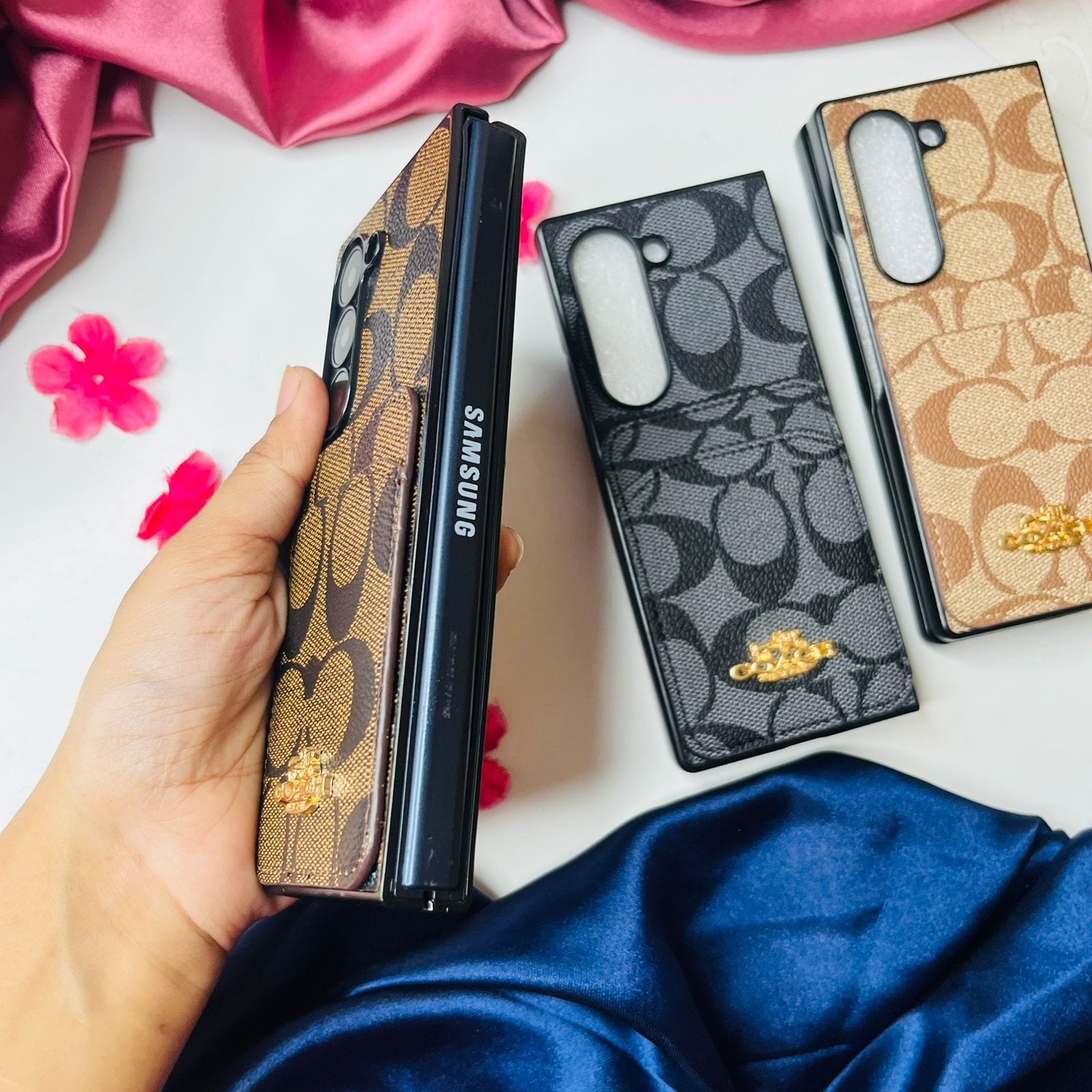 Premium Luxe Phone Case With Card Holder For Samsung Fold Series