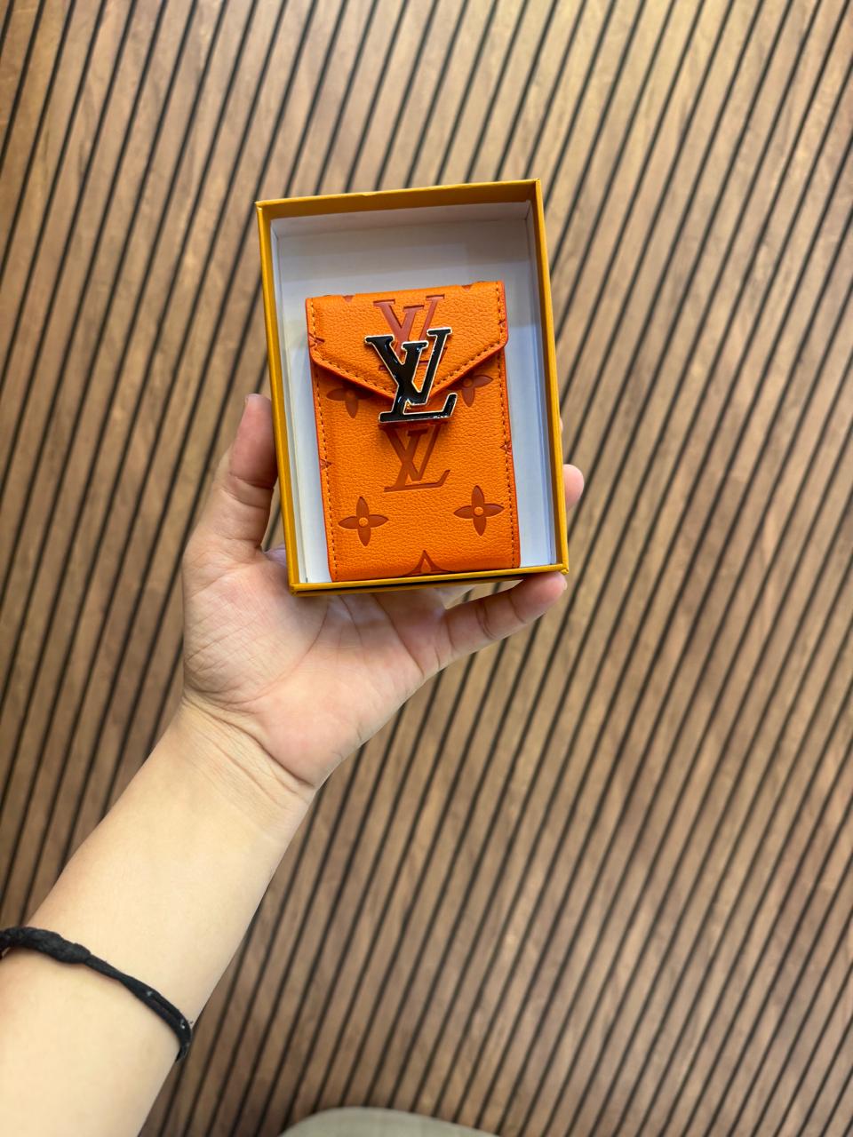 Luxury Orange Branded Card Holder With Box