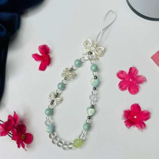 Green & White Bow Charm