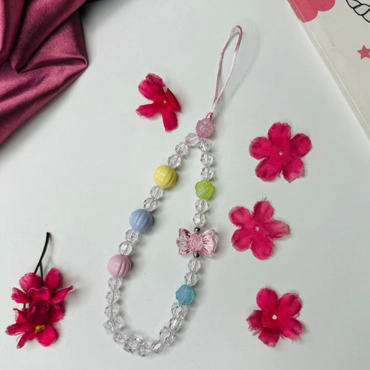 Pink Bow Charm With Pearls