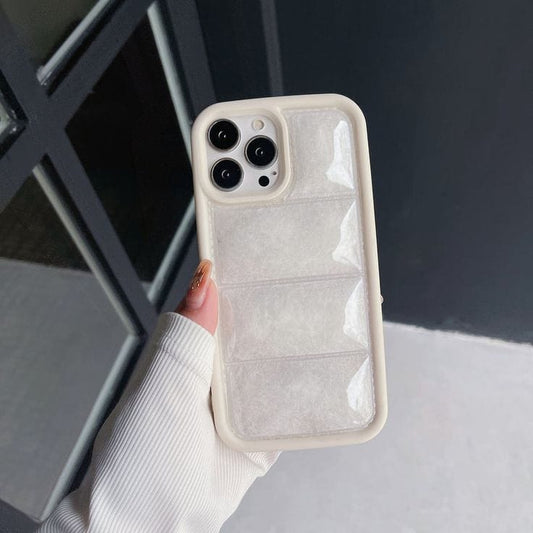 Elegant White Smart Puffer Case For iPhone Users
