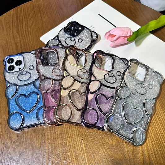 Electroplating Bear Glitter Phone Case