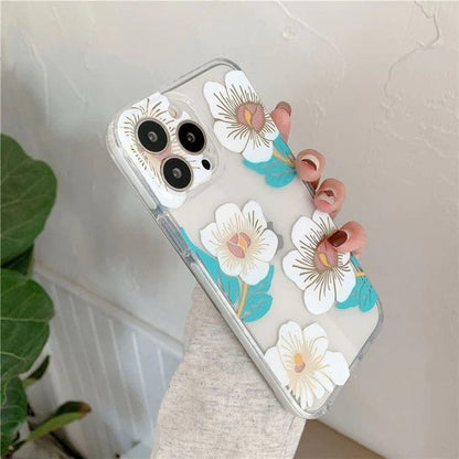 Transparent Blue & White Floral case