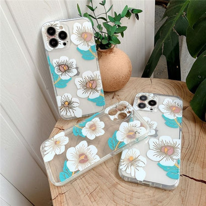 Transparent Blue & White Floral case