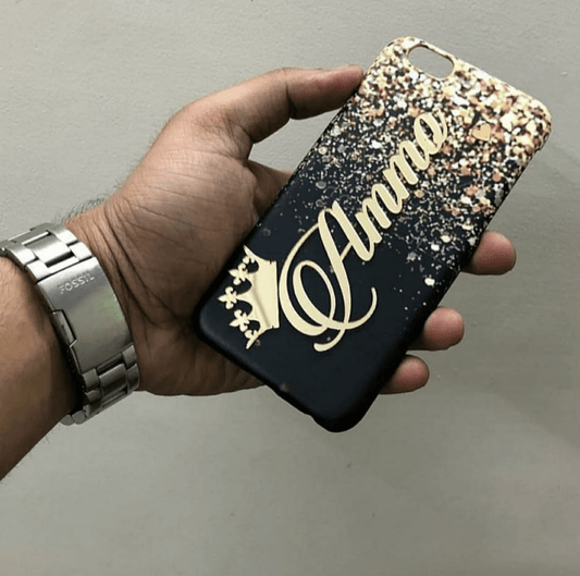 Black Glitter Print 4D name case