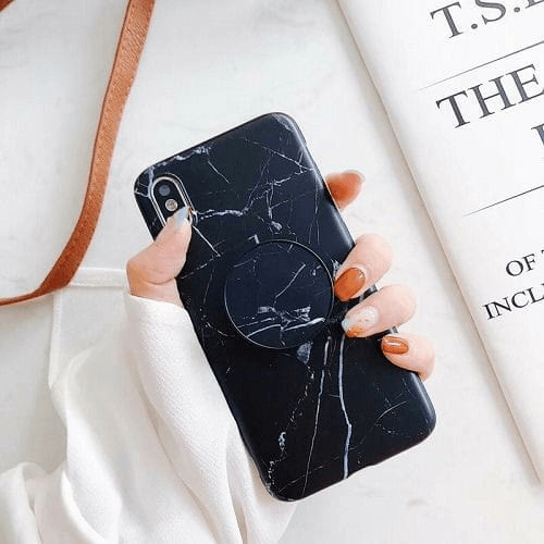 Black marble case with matching mobile holder