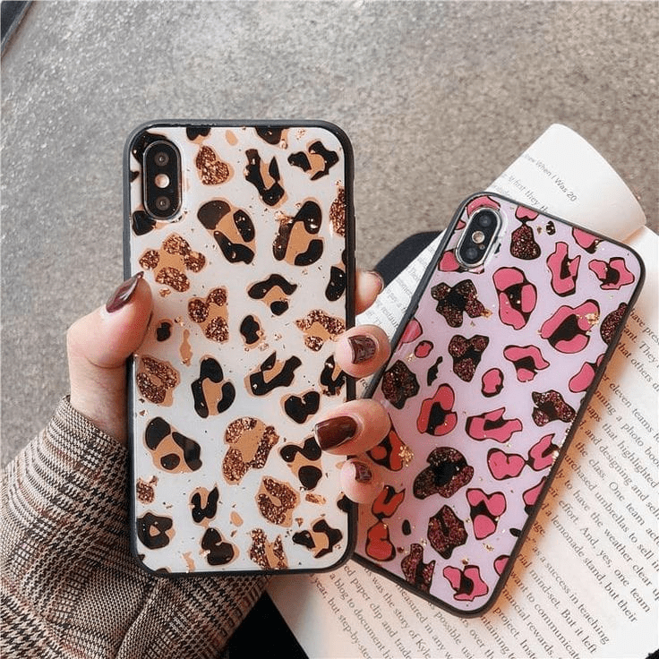 Brown or Pink Glitter Leopard case