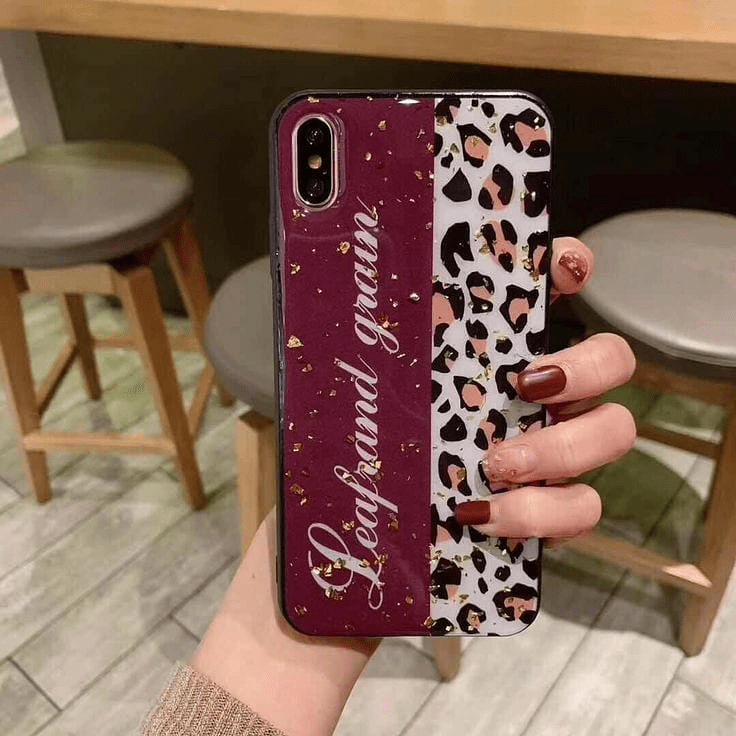 Glitter Maroon Leopard print case