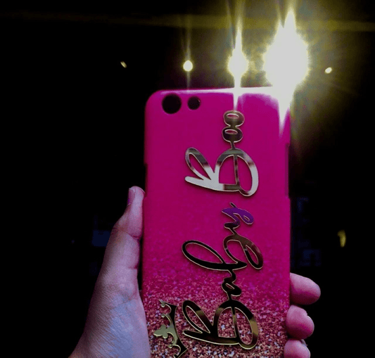 Pink Glitter Print 4D name case