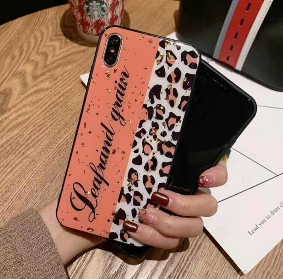 Glitter Orange Leopard print case