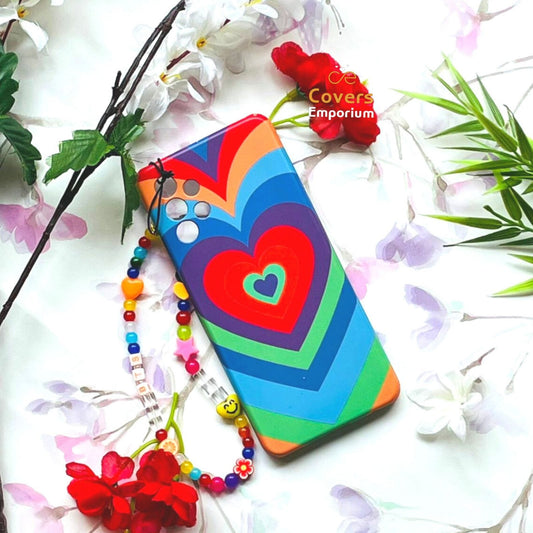 Rainbow Heart Hard case with Beautiful Charm