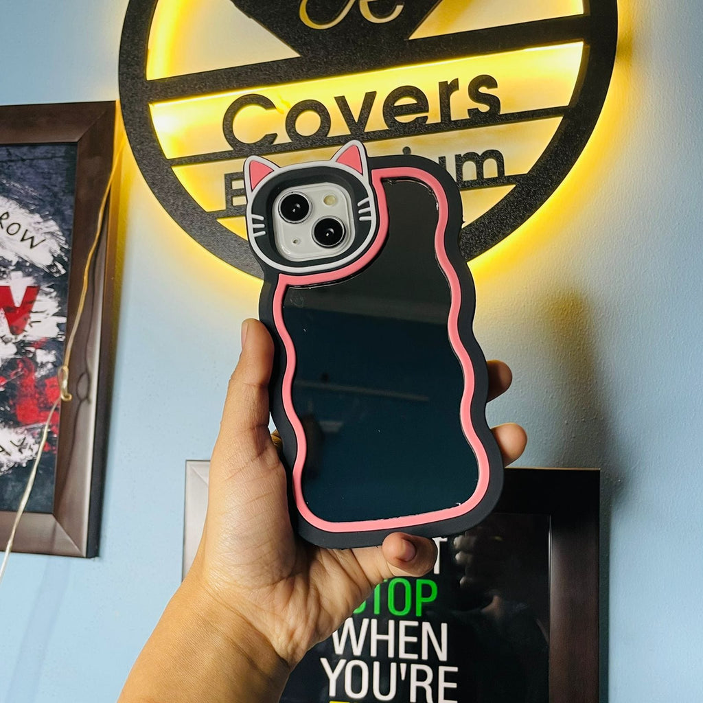 Black Cat Mirror Silicone iPhone Case