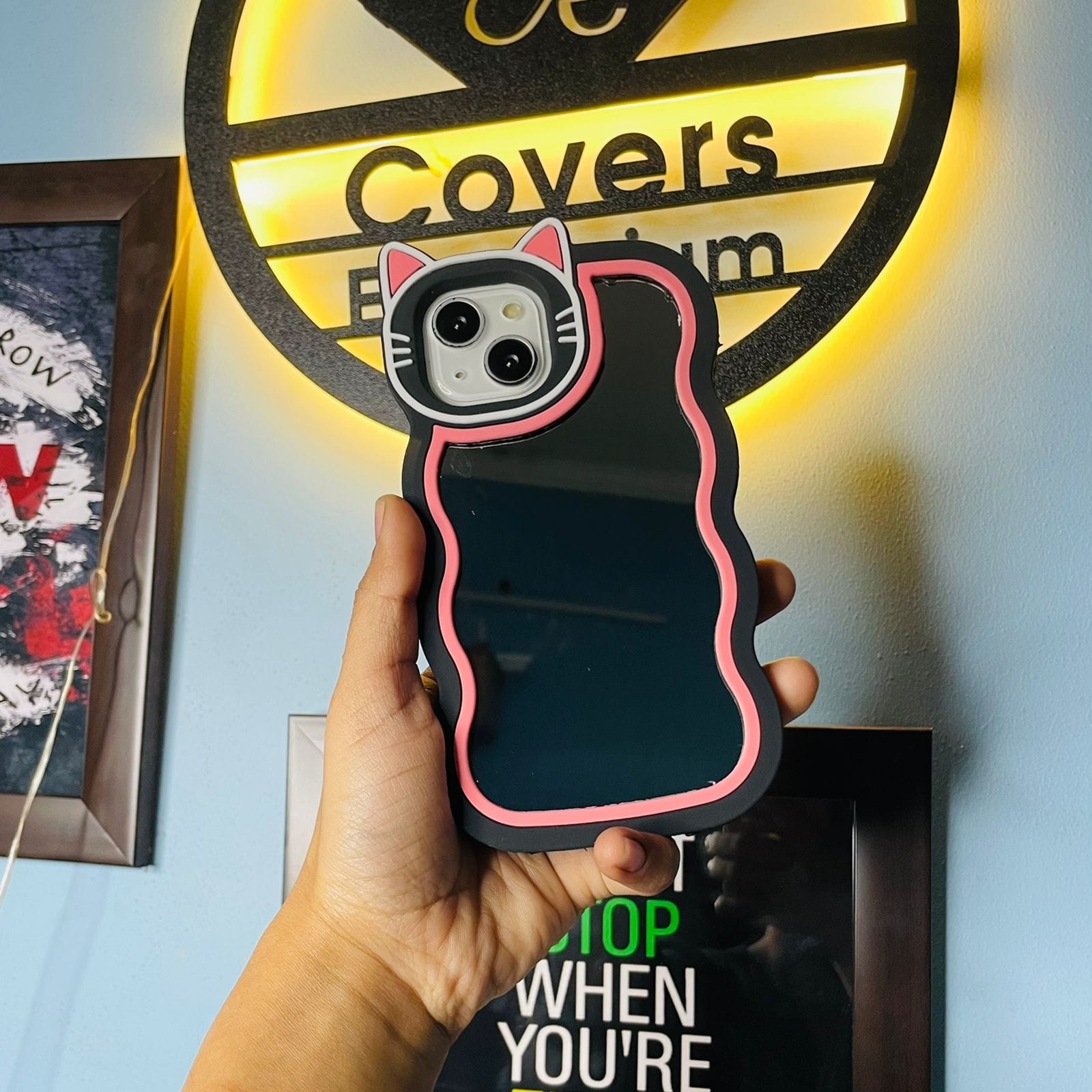 Black Cat Mirror Silicone iPhone Case