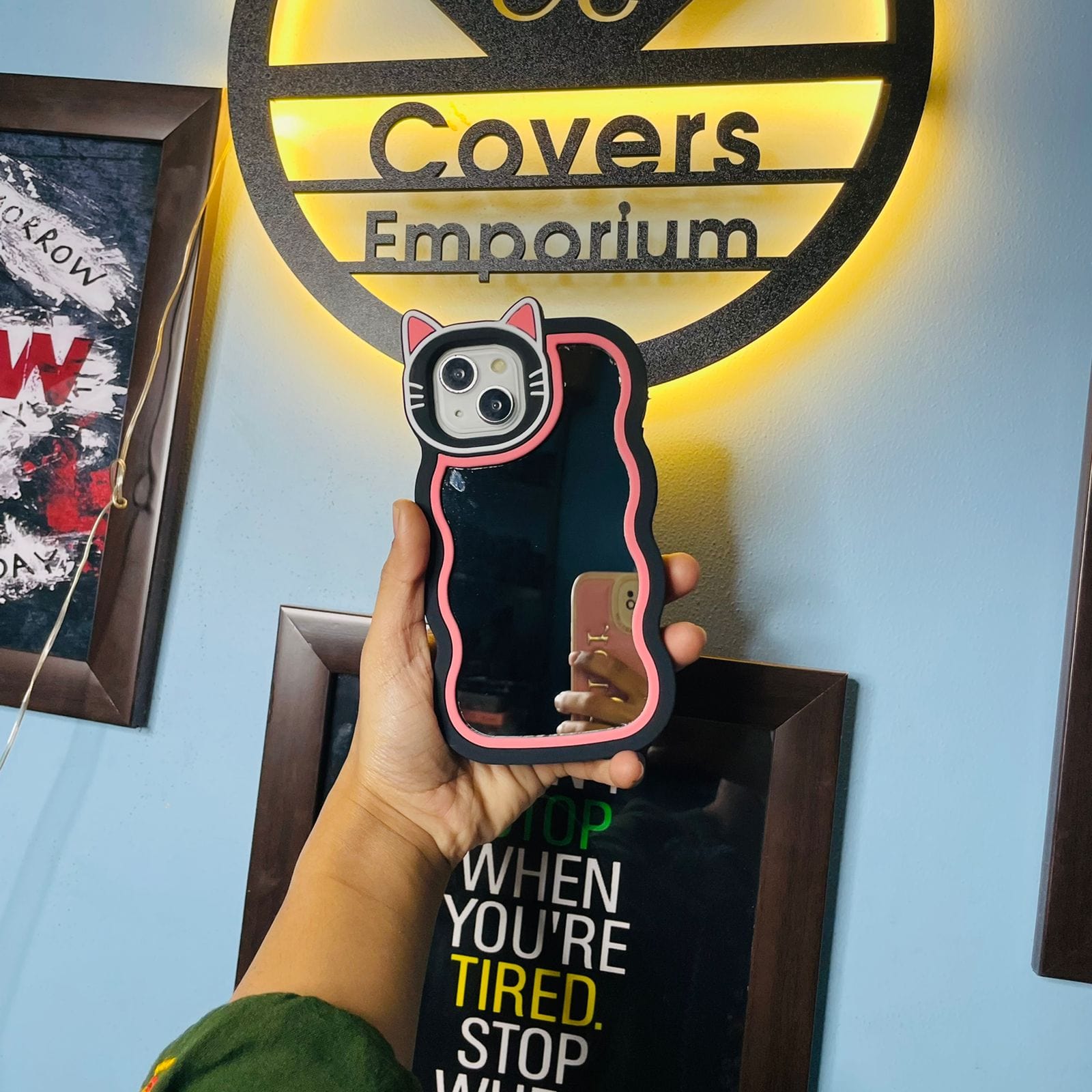 Black Cat Mirror Silicone iPhone Case