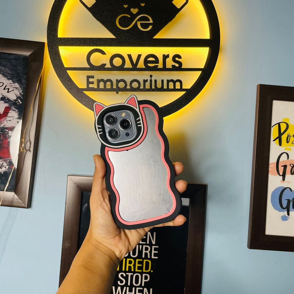 Black Cat Mirror Silicone iPhone Case