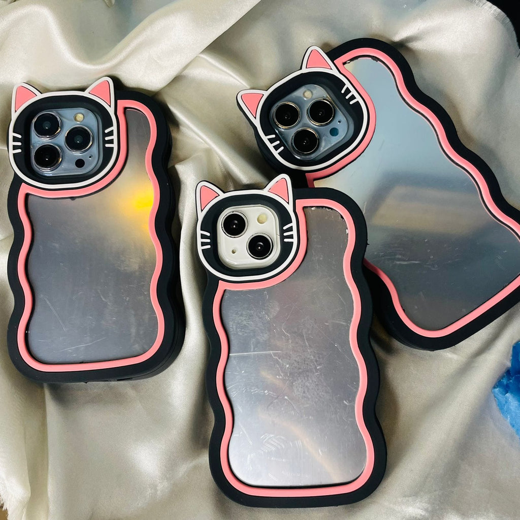 Black Cat Mirror Silicone iPhone Case