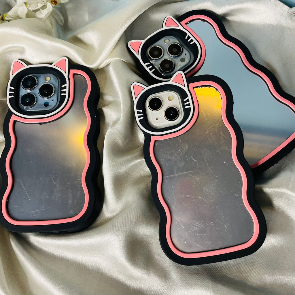Black Cat Mirror Silicone iPhone Case