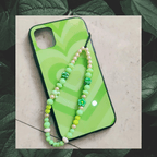Y2K Heart Glass cases with hanging beads